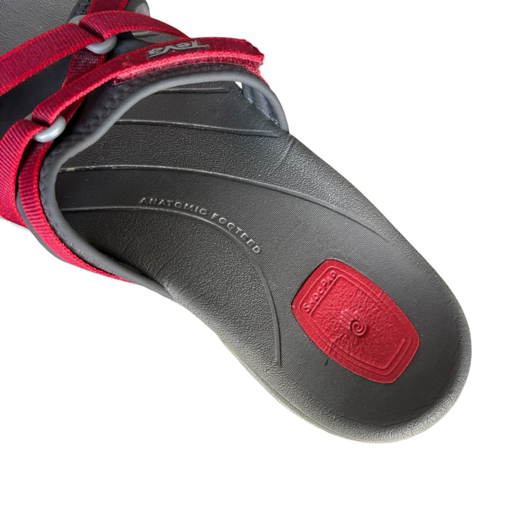 Teva Red Tirra Slide Sandals with a Shoc Pad and Anatomic Footbed 6 - Picture 7 of 11